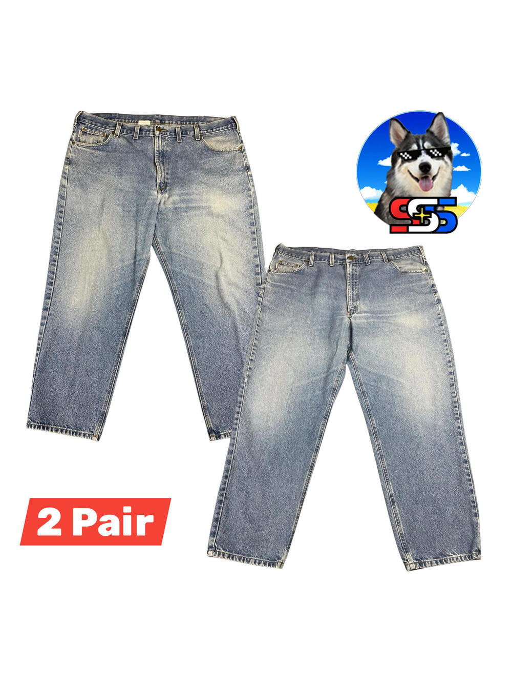 Carhartt B17 Jeans 46x30 Relaxed Fit Light Wash Workwear Denim Fade ( 2 Pair )
